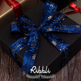 2 Rolls Christmas Ribbon For Wrapping,Red And Blue Ribbon With Gold Sn