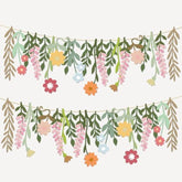 2 Pcs Flower Birthday Party Banner Spring Decor Floral Theme Hanging Garland Spring Happy Birthday Flower Banner Boho Floral Leaf Party Supplies For Women Wedding Baby Shower Backdrop Indoor Outdoor