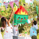 Dumpster On Fire Piñata For Birthday Party 15. 75 X 12. 6 Inch Piñata With Bat Blindfold Confetti For Baby Shower Photo Props Cinco De Mayo Fiesta Decoration Kids Teens Adults Supplies(Green)