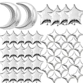 50pcs Silver Moon & Star Balloons Set for Baby Shower, Wedding Parties