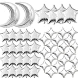 50pcs Silver Moon & Star Balloons Set for Baby Shower, Wedding Parties