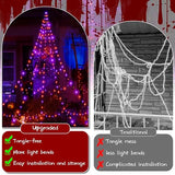 Halloween Lights Outdoor 454 LED Spider Web Lights Orange & Purple