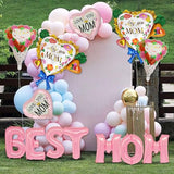 13 Pcs Mothers Day Balloons Mother's Day Party Supplies Heart shapeLove You Balloons for Rose flower Best Mom Thematic Birthday Party Decorations Supplies