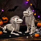 Set of 2 Halloween Skeleton Animals Wolf Skeletons Decor