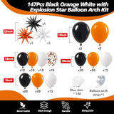 Black White Orange Balloon Arch Kit 140PCS Halloween Balloons for Birthday Thanksgiving Party Decor