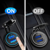 Qc3.0 Dual Usb 12V Outlet With Touch Switch: 12 Volt Marine Socket Golf Cart Usb Port Dc Car Charger Waterproof Power Adapter Cigarette Lighter Mount Fast Charge For Boat Motorcycle Atv Rv