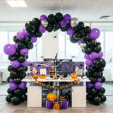 132Pc Black Purple Balloon Arch Kit 18 12 5In Metallic Silver Party Decor