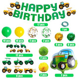 76Pcs Green Tractor Themed Party Supplies With Tractor Banner Balloons Garland, Hanging Swirl And Cupcake Toppers For Farm Tractor Decorations As Themed Party Favors