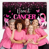 Breast Cancer Awareness Backdrop October Pink Ribbon Party Decorations for Home Breast Cancer Awareness Banner Background for Photography (Pink, 70.8x43.3 inch)