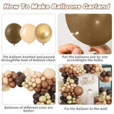 Brown Balloon Garland Arch Kit,120Pcs Boho Brown Gold Cream Coffee Balloons Arch,For Birthday,Baby Shower,Jungle Safari,Woodland Party Decorations