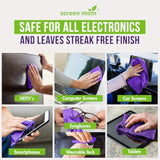 Screen Cleaner Spray and 4 Microfiber Cloths Bundle 8oz & 2oz, by Screen Mom, Eyeglasses or Monitor Screen Cleaner Spray and Wipe, Electronic Cleaner Spray, Car Screen Cleaning Kit