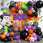 Halloween Balloon Arch Kit: Ghost, Spider, BOO - Purple, Orange, Black