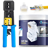 Bundle – 2 Items: Rj45 Crimp Tool + 100 Pack Of Cat5E Pass Through Connectors.