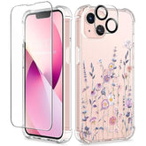 iPhone 13 6.1in Case Clear Floral with Screen & Camera Protectors