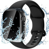 3 In 1 Waterproof Privacy Case For Apple Watch 10 With Band Black,Water Proof Face Cover Built-In Anti Spy Tempered Glass Screen Protector & Silicone Soft Bands For Iwatch Series 10 (Black, 42Mm)