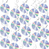 Cd Decorations, 32Pcs 90S Retro Disco Party Paper Decorations, Iridescent Cd Wall Decorations For 1990S 2000S Birthday Party Y2K Music Themed Party Music Classroom Favor Supplies
