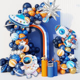 139Pcs Outer Space Party Decorations Balloon Garland Kit, Space Birthday Party Supplies Ufo Astronaut Themed Navy Blue Silver Foil Latex Balloons For Boys Kids