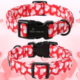 Valentine'S Day Dog Collar-Cotton Heart Dog Collars, Adjustable Valentine Heart Pet Collars Puppy Collar With Quick Release Buckle For Girl&Boy Dogs