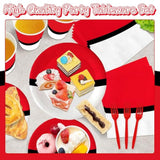 144Pcs Cartoon Animation Birthday Party Supplies Decorations For Birthday,Cartoon Theme Party Favors Including Banner, Plates, Cups, Napkins, Cutlery And Tablecloth For 24 Guests