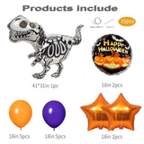 Halloween Skeleton Dinosaur Balloon Kit: T-Rex Foil Balloons, 15-Piece Set