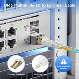 40Gb OFNP Plenum Rated Multimode Duplex 50/125 OM3 Fiber Cable, Short LC to LC Fiber Optic Cable - 3.3ft / 1m