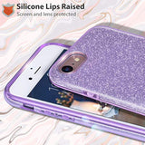 Compatible With Se 2022 Cse, Se 2020 Case, 8 Case, 7 Glitter Bling Sparkle Cute Girls Women Protective Case For 7/8/Se (Purple)