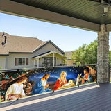Christmas Holy Nativity Scene Banner 17X79 Inch - Religious Xmas Home Yard Decoration - Large Mary Joseph Baby Jesus Winter Holiday Photography Booth