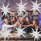6pcs 27 Inch Silver Explosion Balloons 14-Pointed Star Foil for Party Decor