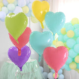 10pcs Pastel Rainbow Heart Foil Balloons, 18" for Valentines, Engagement & Party Decor