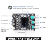 ZK-1002T Bluetooth 5.1 Amplifier Board, 100W+100W 2.0 CH Stereo Audio Amp Module with TPA3116D2 Chip, Treble & Bass Control, DIY Speakers Power Amp
