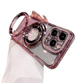 Magnetic Case For Iphone 14 Pro Max With Holder Stand,Rhinestone Glitter Plated Bling Luxury Phone Case?Compatible With Magsafe? Shockproof Kickstand Design For Iphone 14 Pro Max-Pink