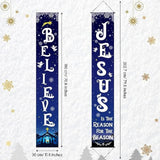 Christmas Front Porch Banners Winter Religious Nativity Scene Sign Holiday Hanging Banner Xmas Decoration For Front Door Believe Jesus Is The Reason For The Season 12 X 71 Inch (Snowflake)