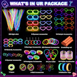 470Psc Glow In The Dark Party Supplies For Kids Adults Birthdays,Light Up Party Favors With?200 Glow Sticks Bulk?Diy Glow Necklaces Glasses Bracelets Headband, Christmas Neon Party Supplies