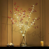 Lighted Red Berry Branches 80 Led Fairy Lights With Timer Usb Plug In Or Battery Operated