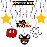 Oh Twodles Birthday Swirls Streamers - Cheers To Boys 2Nd Birthday Kids Two Years Old Mouse Theme Party Hanging Decorations.