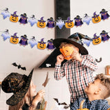 Halloween Banner Garland with Owl Ghost Pumpkin for Indoor Outdoor Party Wall Door Decor