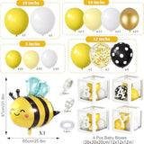 124 Bee Baby Shower Decorations, Yellow White Balloon Garland Arch Kit Baby Box With Letters Bee Foil Balloons, What Will It Bee Gender Reveal Decorations Boy Girl Baby Shower Decor