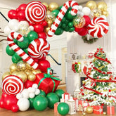 139 Pcs Christmas Balloon Garland Kit with Red Green White Gold and Foil Balloons