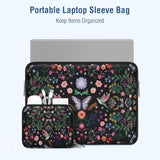 MOSISO Laptop Case 13.3 inch, 13-14 inch Laptop Sleeve Bag Compatible with MacBook Air/Pro 13/Pro 14, HP Dell Acer ASUS Lenovo, Neoprene Hummingbird Plants Flowers Computer Bag with Small Case, Black