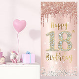 Happy 18Th Birthday Door Banner Backdrop Decorations For Girls, Pink R
