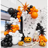 116Pcs Halloween Balloon Arch Kit - Orange, Black & White with Starburst Foil Balloons