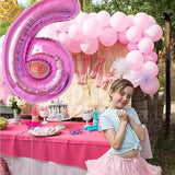 40" Hot Pink Number 4 Balloon with Mini Crown 4th Birthday Party Decor