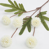 Pompon Mum Artificial Flower, 8 Pcs Faux Flowers Mini Ball Chrysanth With Stems Kiku Flower Home Decor, Fake Silk Flowers For Diy Bouquet Centerpieces Office Wedding Decoration (White)