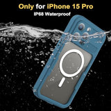 Phone Case Compatible With Iphone 15 Pro,Magnetic Waterproof Dropproof Dirtproof Snowproof Anti-Scratch Heavy Duty Full Body Protect Built In Screen Protector Rugged 6.1 Inches