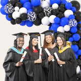 Royal Blue Black Silver White Balloon Arch Garland - 122Pcs Blue Black
