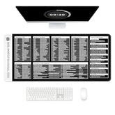 Excel Shortcut Mouse Pad, Large Excel Cheat Sheet Desk Pad, Xxl Extended Computer Mousepad, Office Desk Mat For Laptop And Keyboard, Non-Slip Rubber, Stitched Edges, 35.4"X15.7", Black