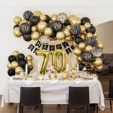 70Th Birthday Decorations Men Women, Black And Gold 70Th Birthday Balloons Set Party Decorations With Happy 70Th Birthday Decorations Banner?Black Gold Decor For 70Th Birthday Party