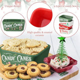 4 Pcs Mini Christmas Candy Dish Ceramic Candy Bowls Serving Trays Merry Christmas Tree Canes Dishes Farmhouse Home Table Decoration For Xmas Holiday Snacks Cookie Housewarming Gift
