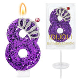 Purple Birthday Candle Crown Number 8 Candles Cake Candle,Purple Birthday Cake Topper Cupcake Decorations Party Decor For Girls And Women Anniversary Celebrations Supplies Favors
