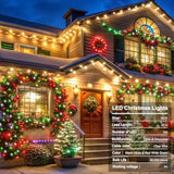 Red White Green Christmas String Lights Battery Operated, 100 Led Dual Color Changing Fairy Lights 33Ft With Remote Time